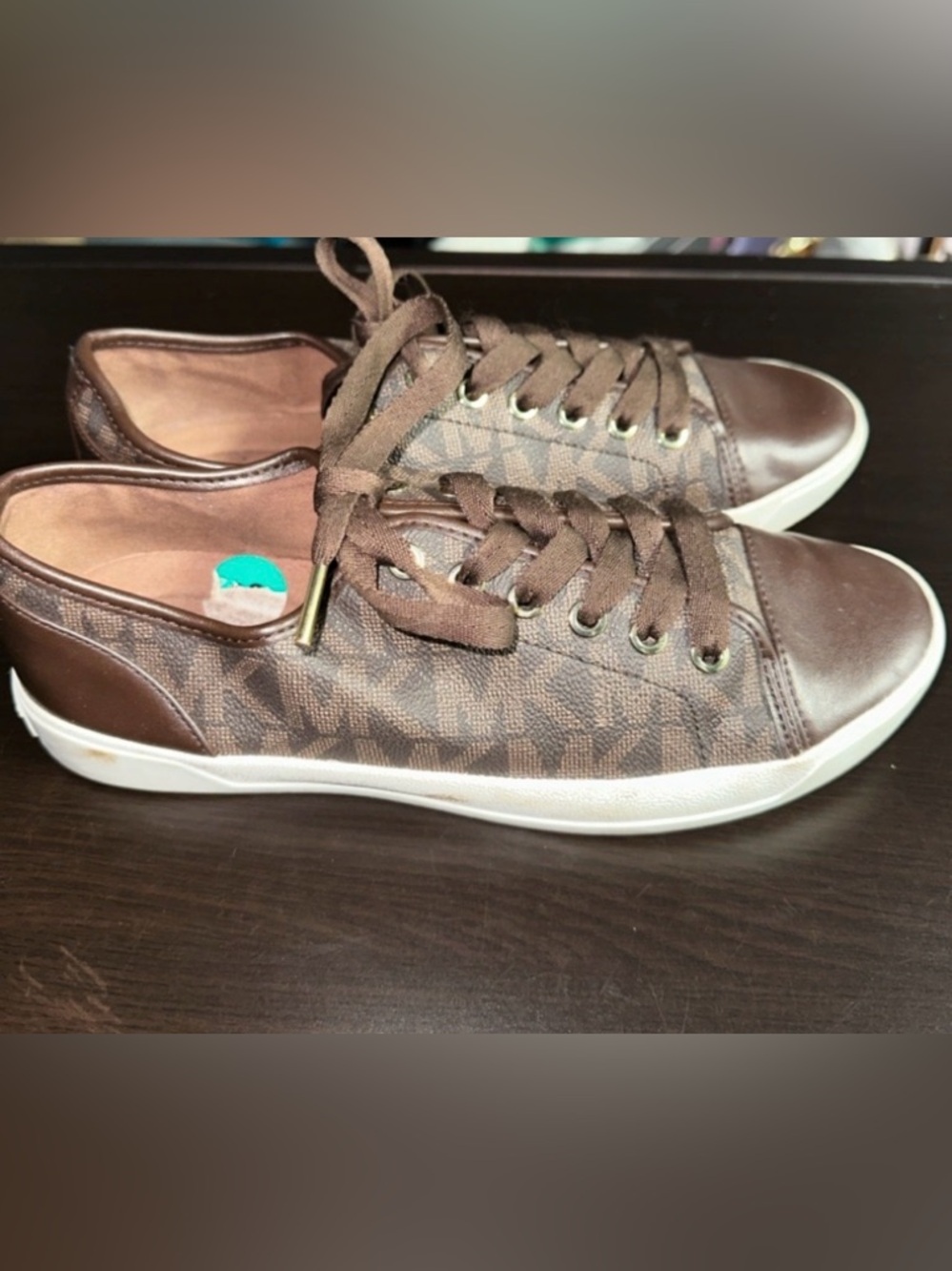 Michael Kors Brown Patterned Lace-Up Sneakers